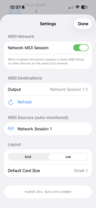 Screenshots of the app myMIDI Ultra