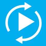 app icon play symbol circled by loop arrows