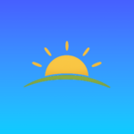 App Icon of a sun over a hill with a blue background