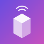 app icon square with waves coming from the top, purple background